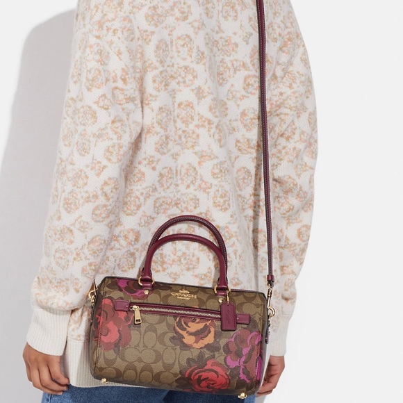 NWT Coach Rowan Satchel In Signature Canvas With Jumbo Floral Print - Picture 10 of 12